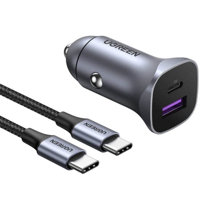 UGREEN 30W Cargador de Coche USB C USB A con Cable 1M