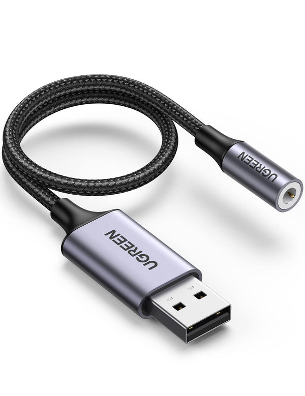 UGREEN Tarjeta de Sonido Externa Adaptador de Audio USB a 3,5 mm