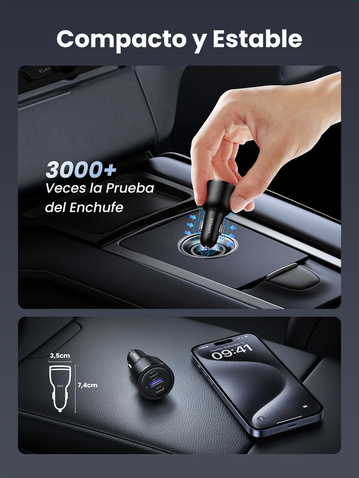 UGREEN 69W Cargador Coche, Cargador Coche Carga Rápida