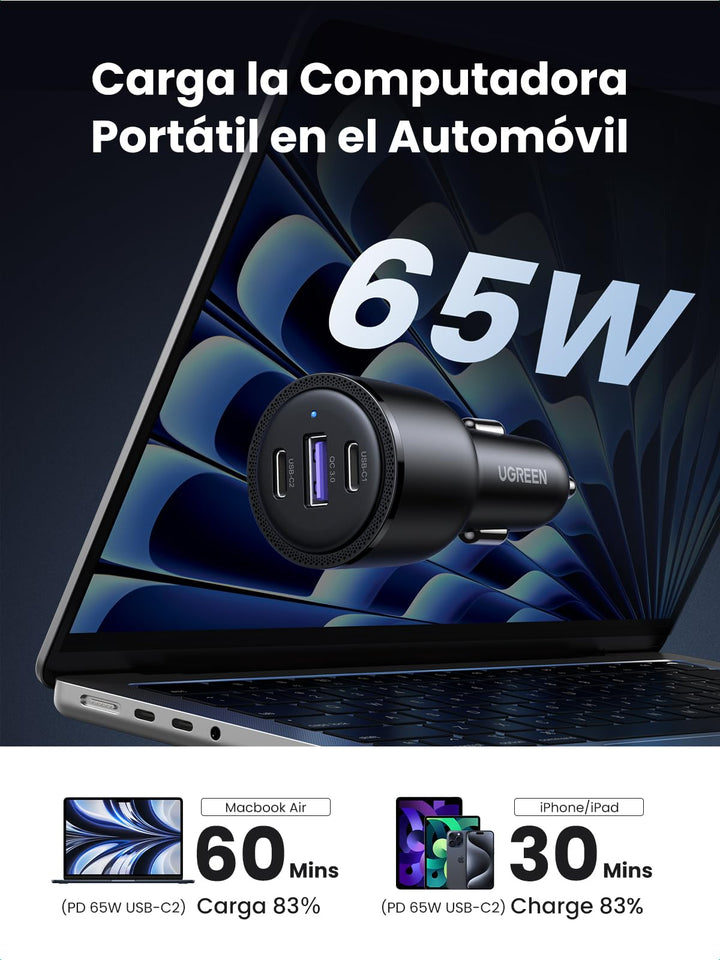 UGREEN 69W Cargador Coche, Cargador Coche Carga Rápida