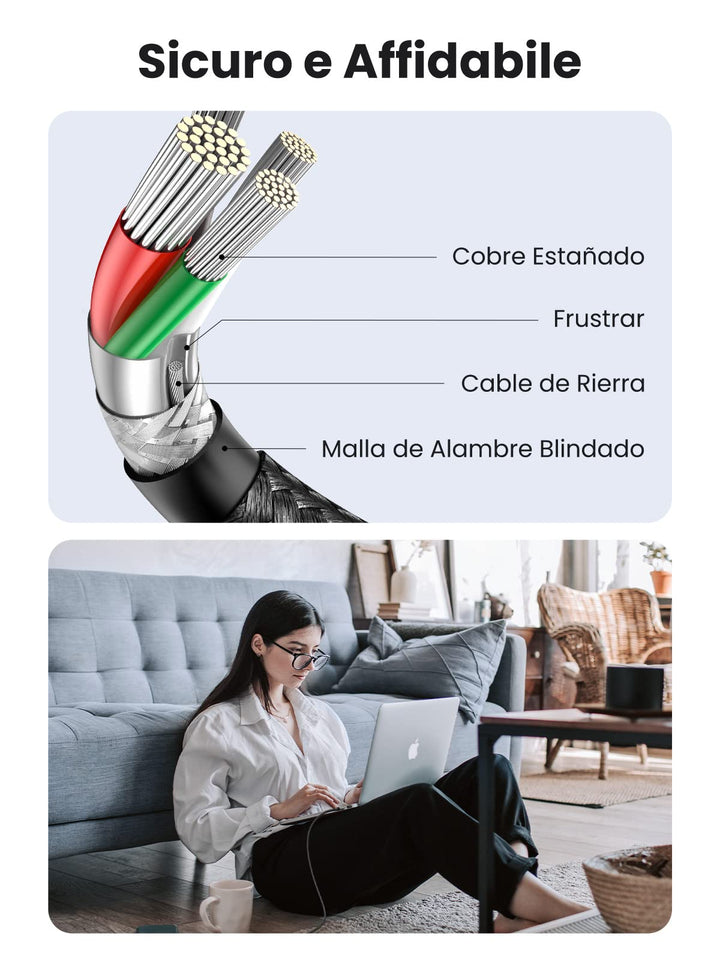 UGREEN Cable USB C a USB C 60W PD 3.0, Cable Tipo C Carga Rápida