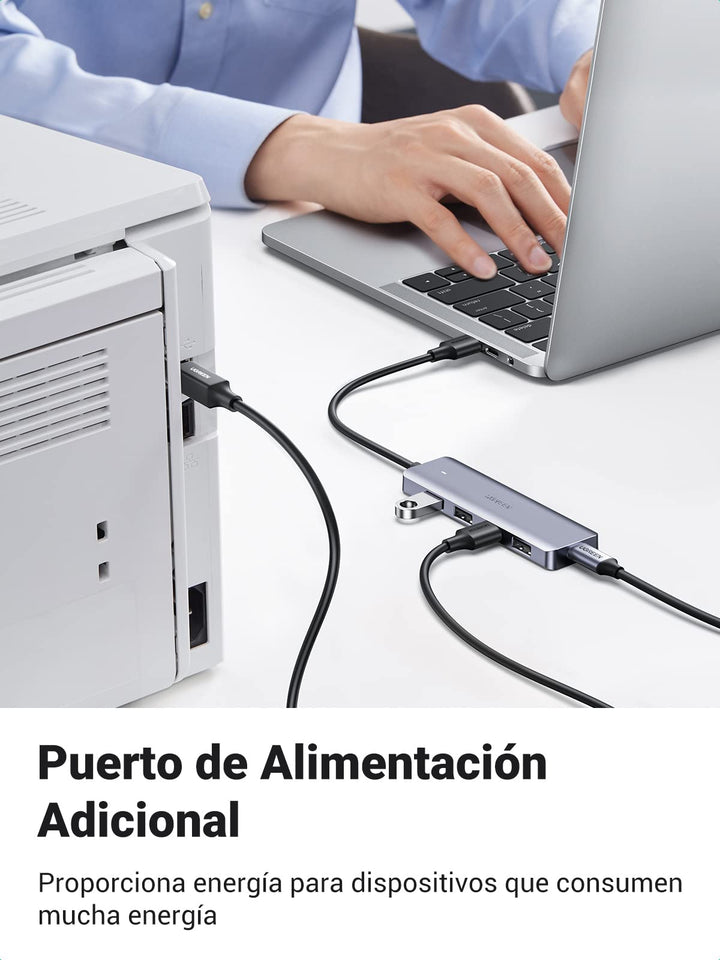 UGREEN Hub USB 3.0, Ladrón USB 3.0 4 Puertos 5Gbps Adaptador