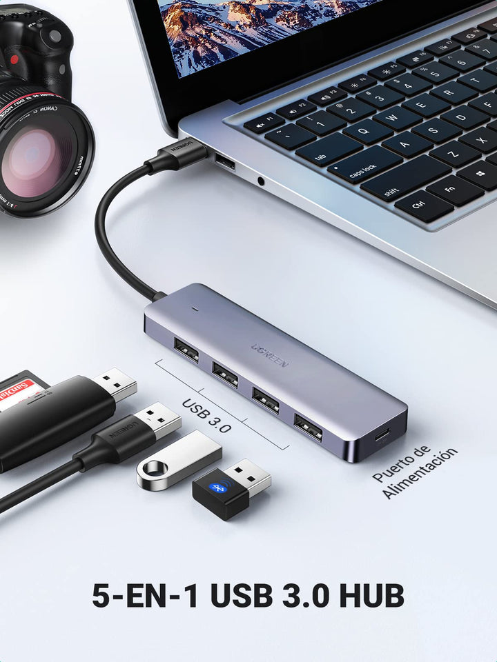 UGREEN Hub USB 3.0, Ladrón USB 3.0 4 Puertos 5Gbps Adaptador