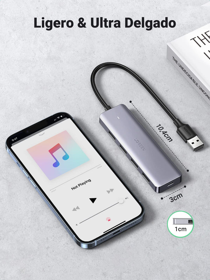 UGREEN Hub USB 3.0, Ladrón USB 3.0 4 Puertos 5Gbps Adaptador