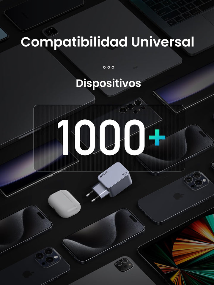 UGREEN Nexode Pro 65W Cargador GAN, Cargador de 3 Puertos
