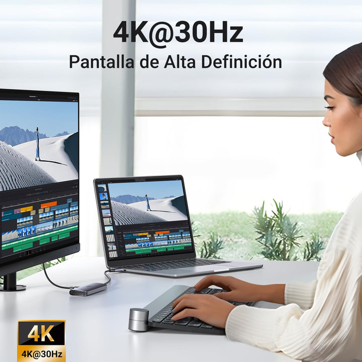 UGREEN Revodok Hub USB C 6 En 1 Adaptador USB C a HDMI 4K 3 Puertos