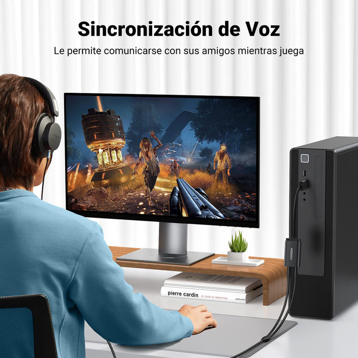 UGREEN Tarjeta de Sonido USB Externa Soporta Auriculares y Micrófono